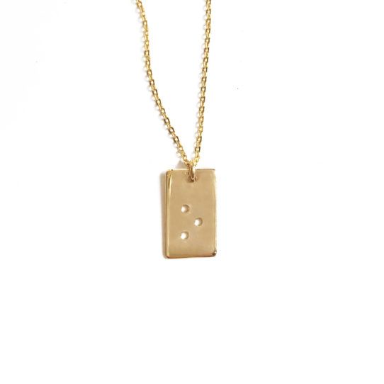 Classic Bar Initial Necklace Braille - Gold Plated