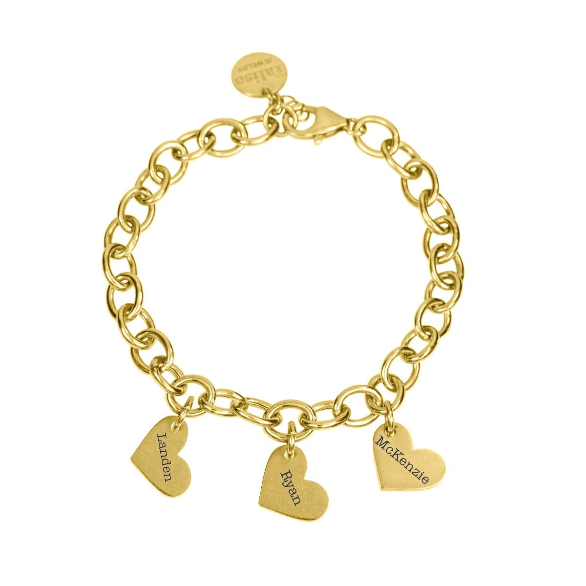 Pulsera Sigue Tu Corazón con Nombre (Bañada en Oro)