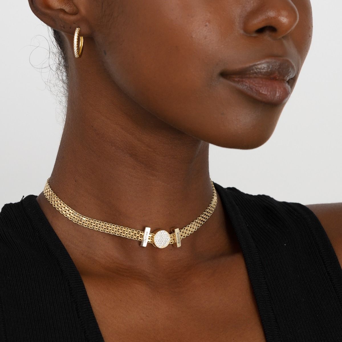 Verzaubertes Pavé Charm Milanaise Kette [750er Gold Vermeil]