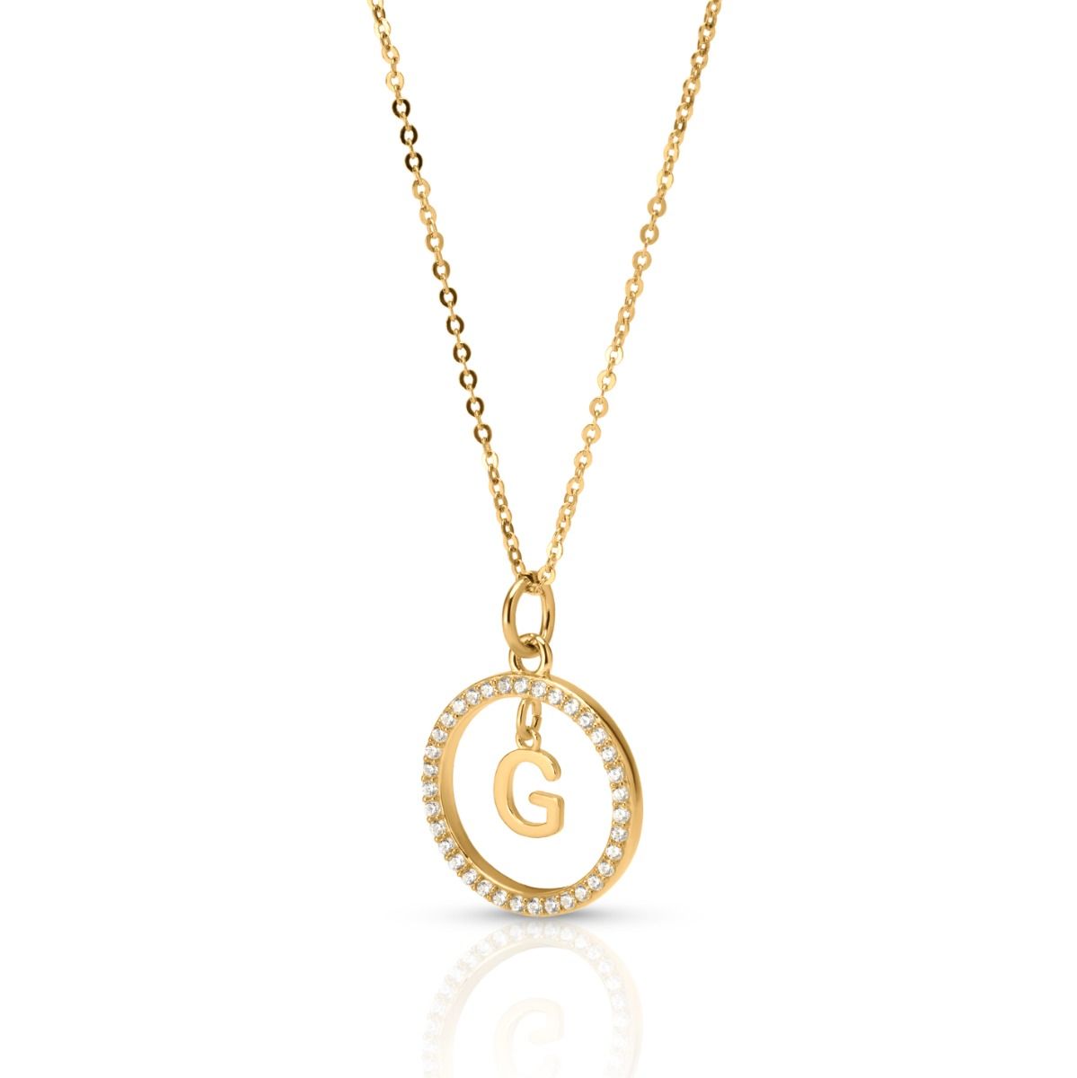 Collar Eclipse Inicial con Cristal [Bañado en Oro de 18K]