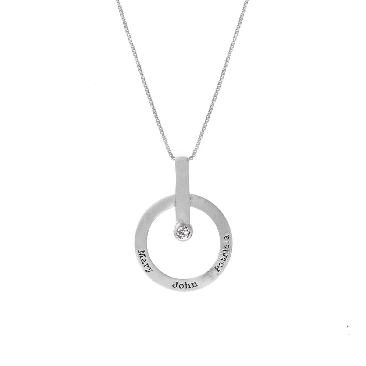 Collana a forma di Cerchio con un Diamante e un Nome [Argento 925]