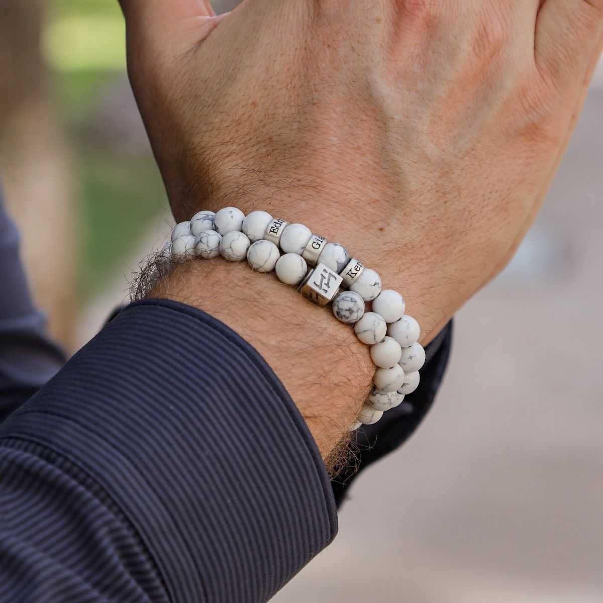 Bracelet Perles Howlite Pierre Naturelle Blanc Sur Mesure Homme/femme/enfant | Fait Main Neuf
