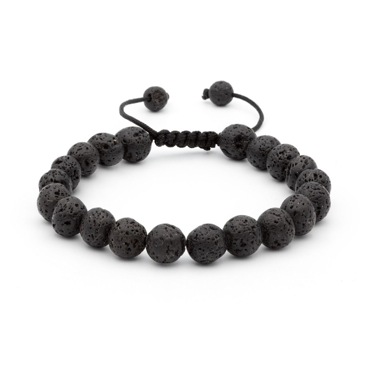 Bracelet Pierre de Lave Noir Classique pour Homme - Argent 925