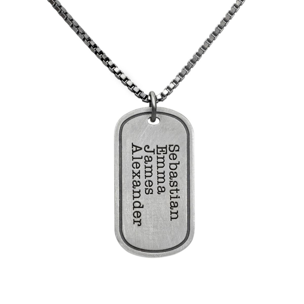 Classic Tag Multi Engraved Necklace - Sterling Silver