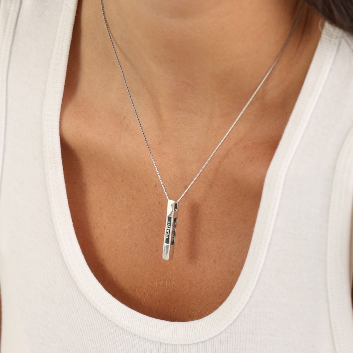 Talisa Bar Crystal Necklace [Sterling Silver]
