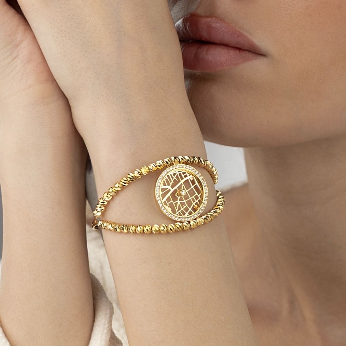 Crystal Spot Map Bracelet [Gold Plated]