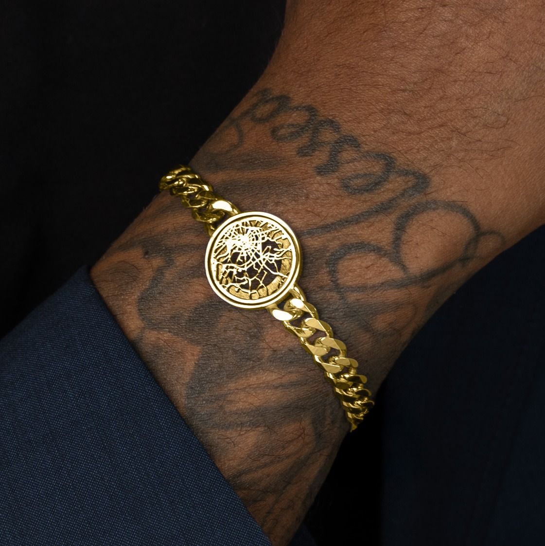 Cuban Link Chain Map Bracelet [18K Gold Vermeil]