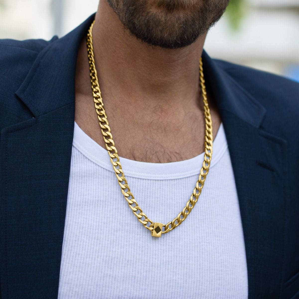 Kubanische Panzerkette mit Nano-Bibel für Herren – 8mm [vergoldet]