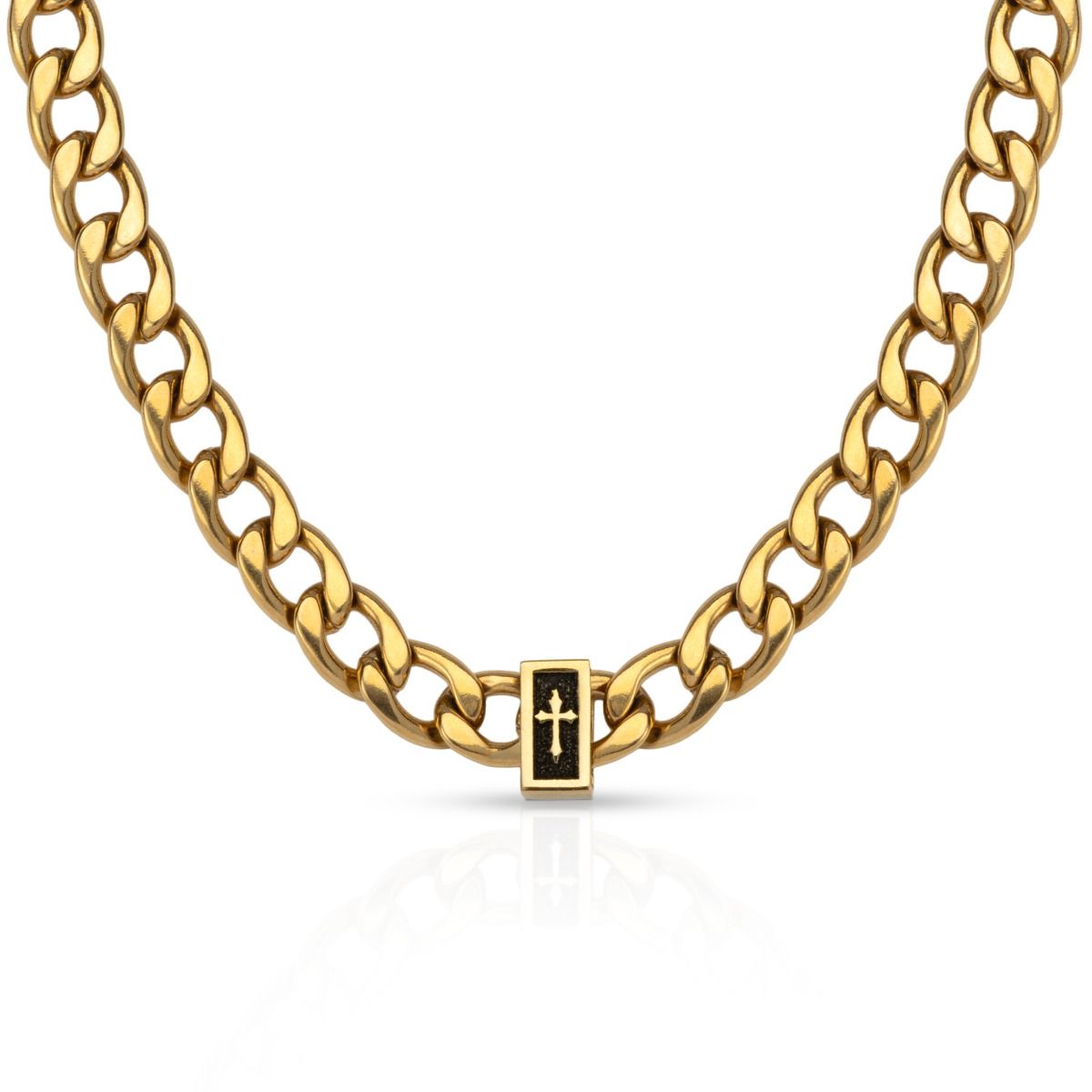 へへへGold chain necklace - Cuban link 18K Solid Gold Miami Cuban Link Chain Necklace: 18.5-21.5 Inch