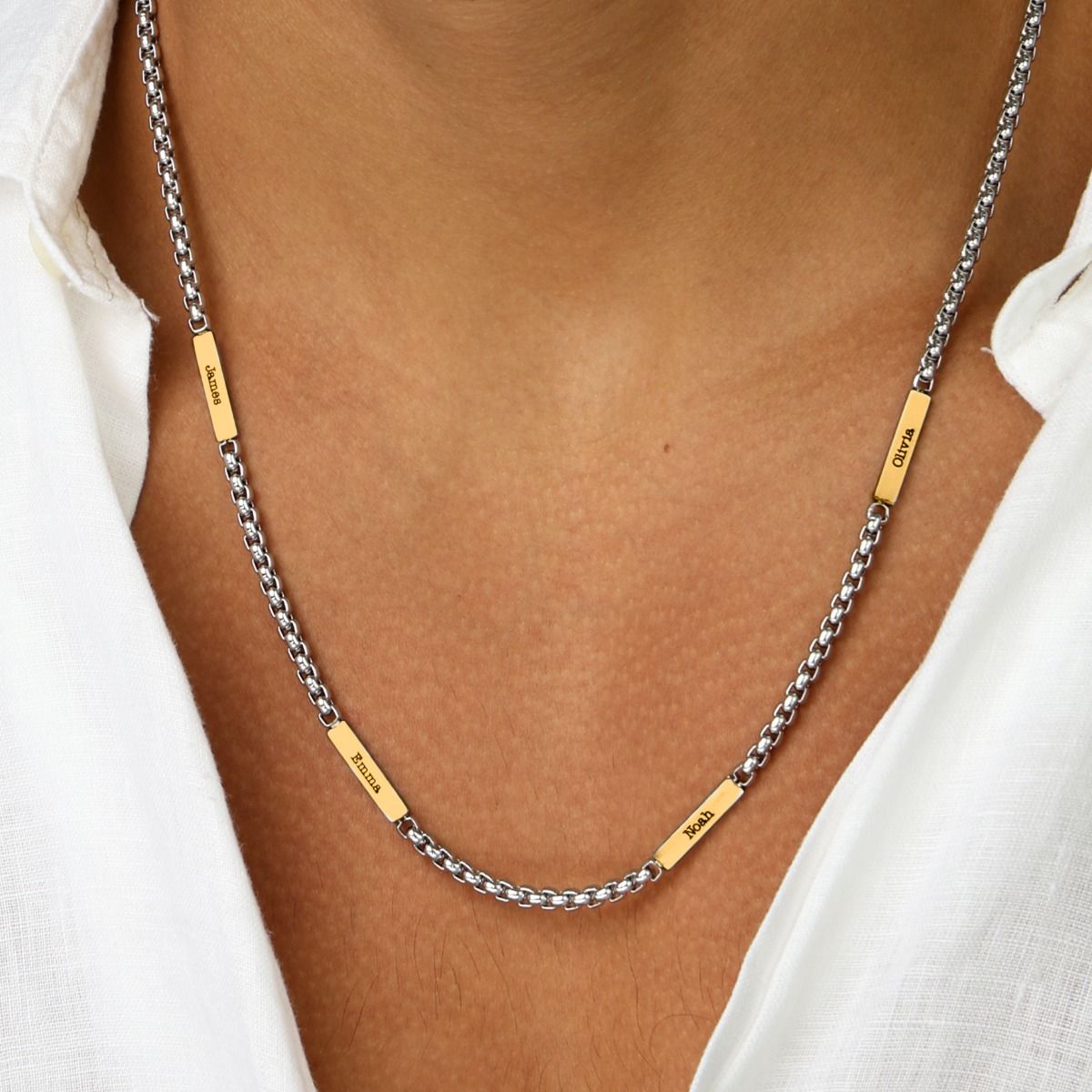 Multi-Name Necklace for Men [18K Gold Plated Plates]