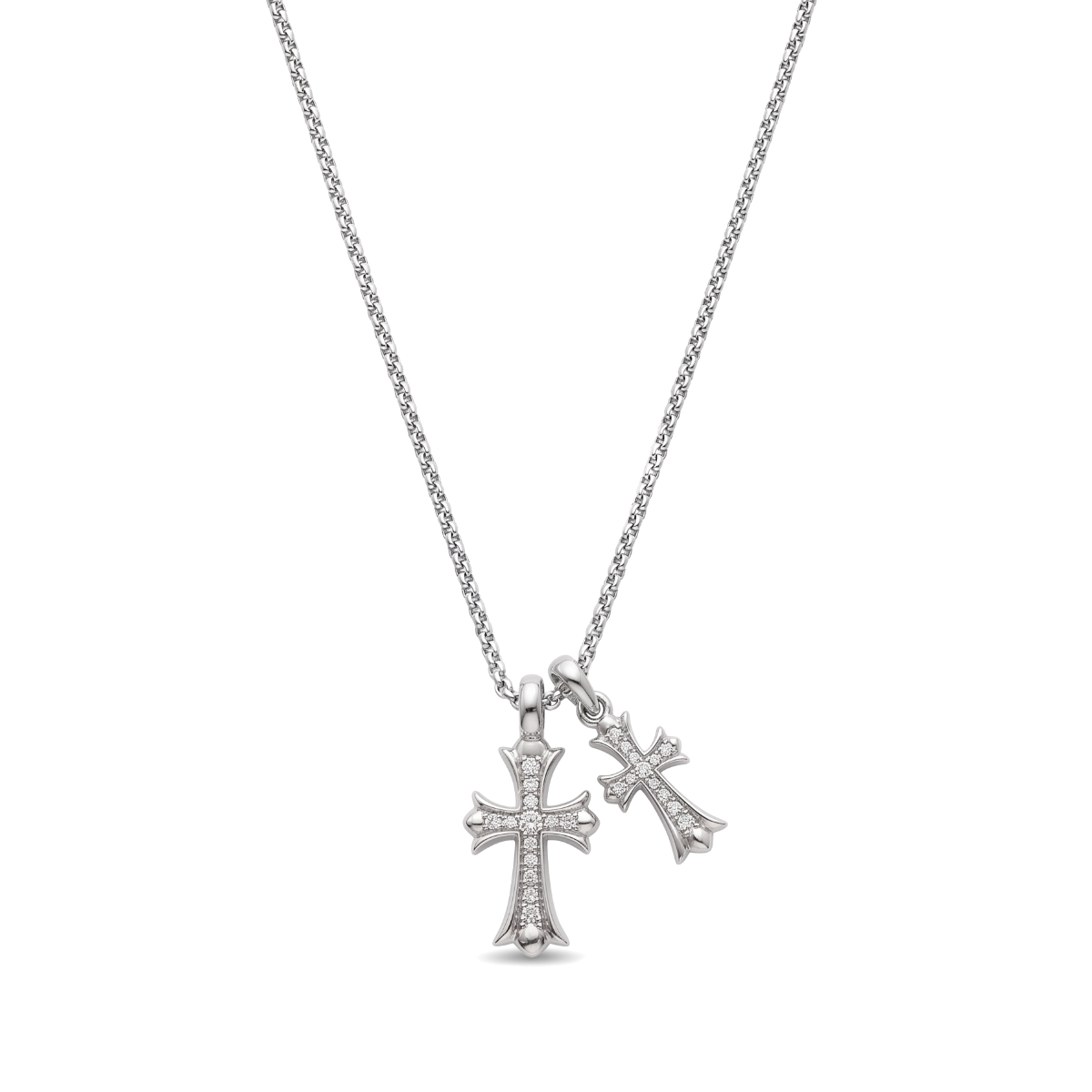 Luminous Double Cross Necklace