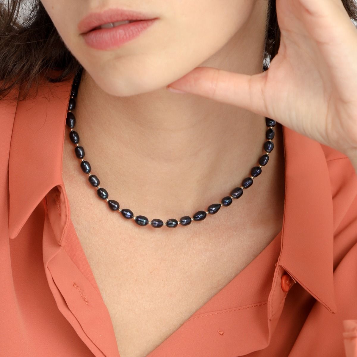 Black Pearl Necklace [18K Gold Plated]