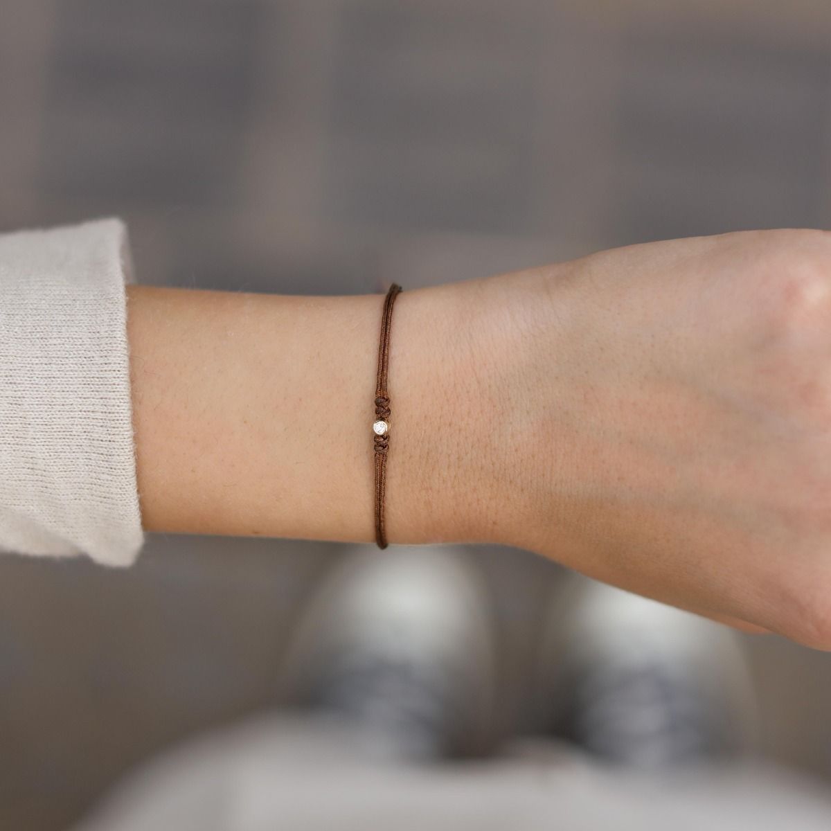 Talisa Stars Diamond Bracelet - Brown String [14 Karat Gold]-2