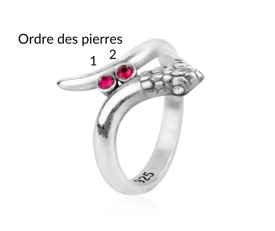 Bague Ancienne Dragon Ciselé En Argent Massif - Œil En Rubis - Taille 62 - Occasion