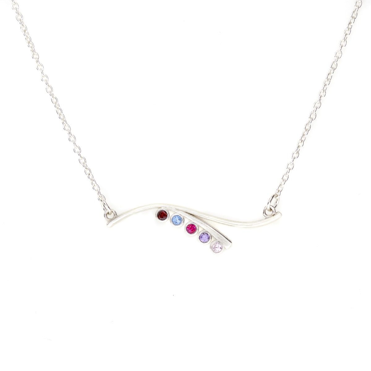 Collana Onda dell'Oceano con Pietra di Nascita [Argento 925]