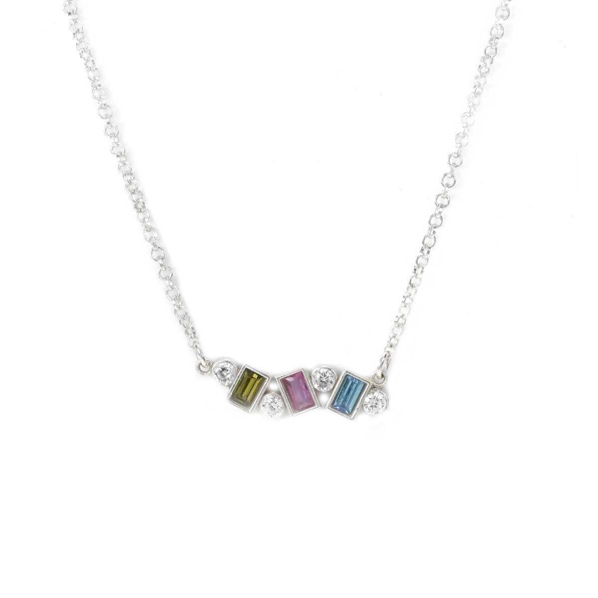 Collar de Piedras de Nacimiento Flujo de Amor [Plata de Ley] 