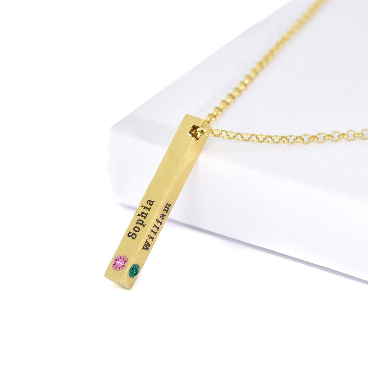 Collier Trait d'Union avec Pierres de Naissance [Plaqué Or 18ct]