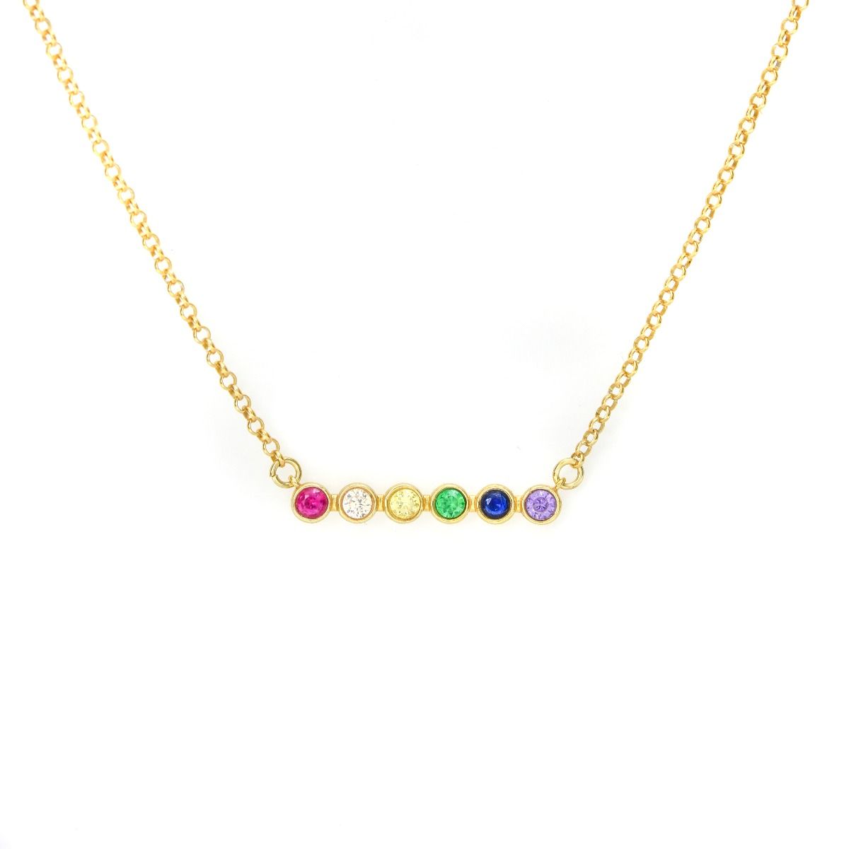 Rainbow Talisa Stars Necklace Horizontal [Gold Plated]