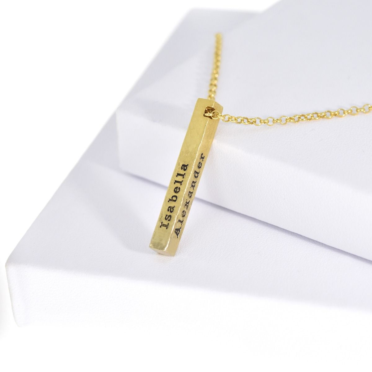 Talisa Bar Necklace [18K Gold Plated - Hammered]