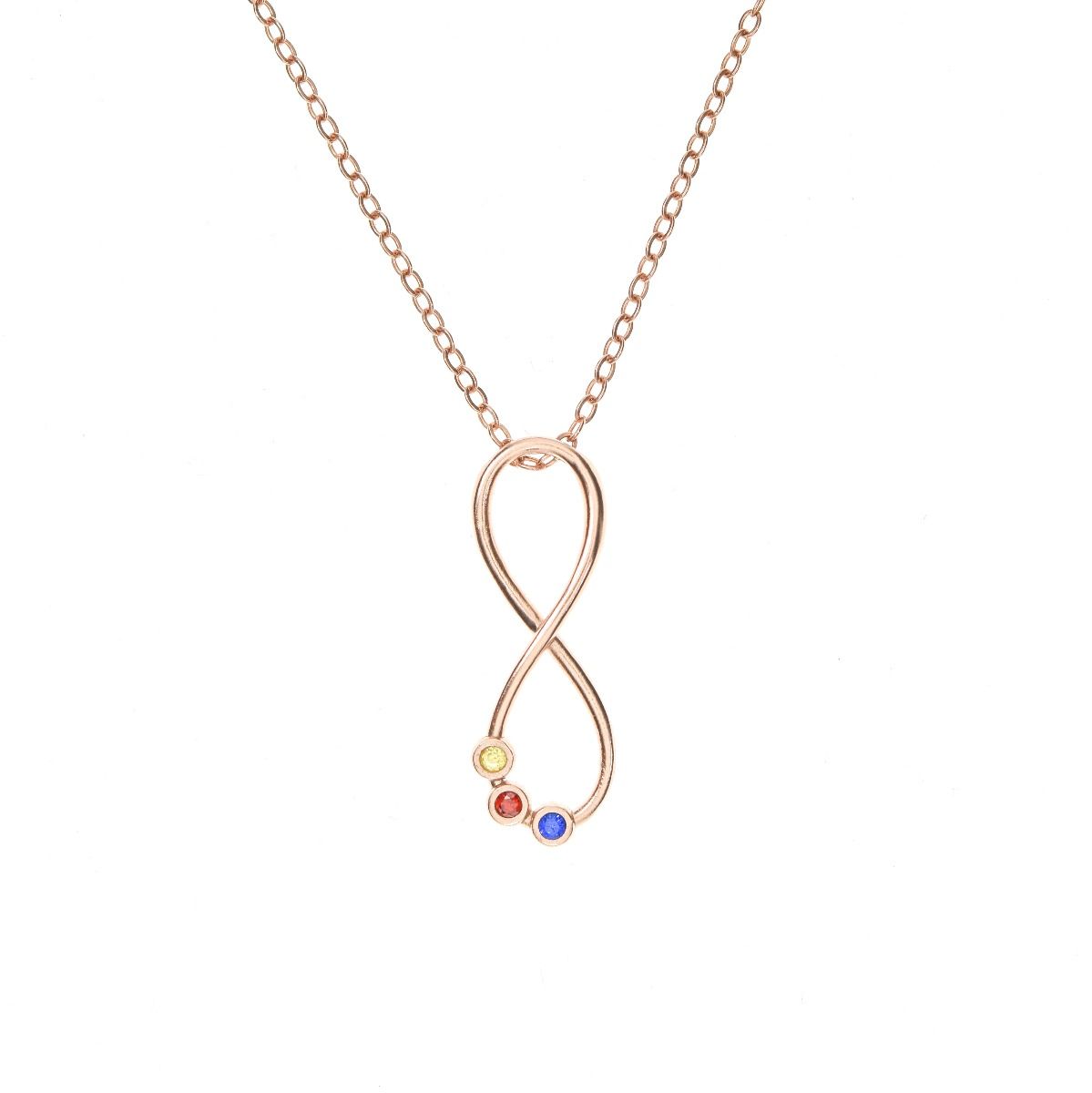 Collier Infini avec Pierres de Naissance [Plaqué Or Rose 18ct]