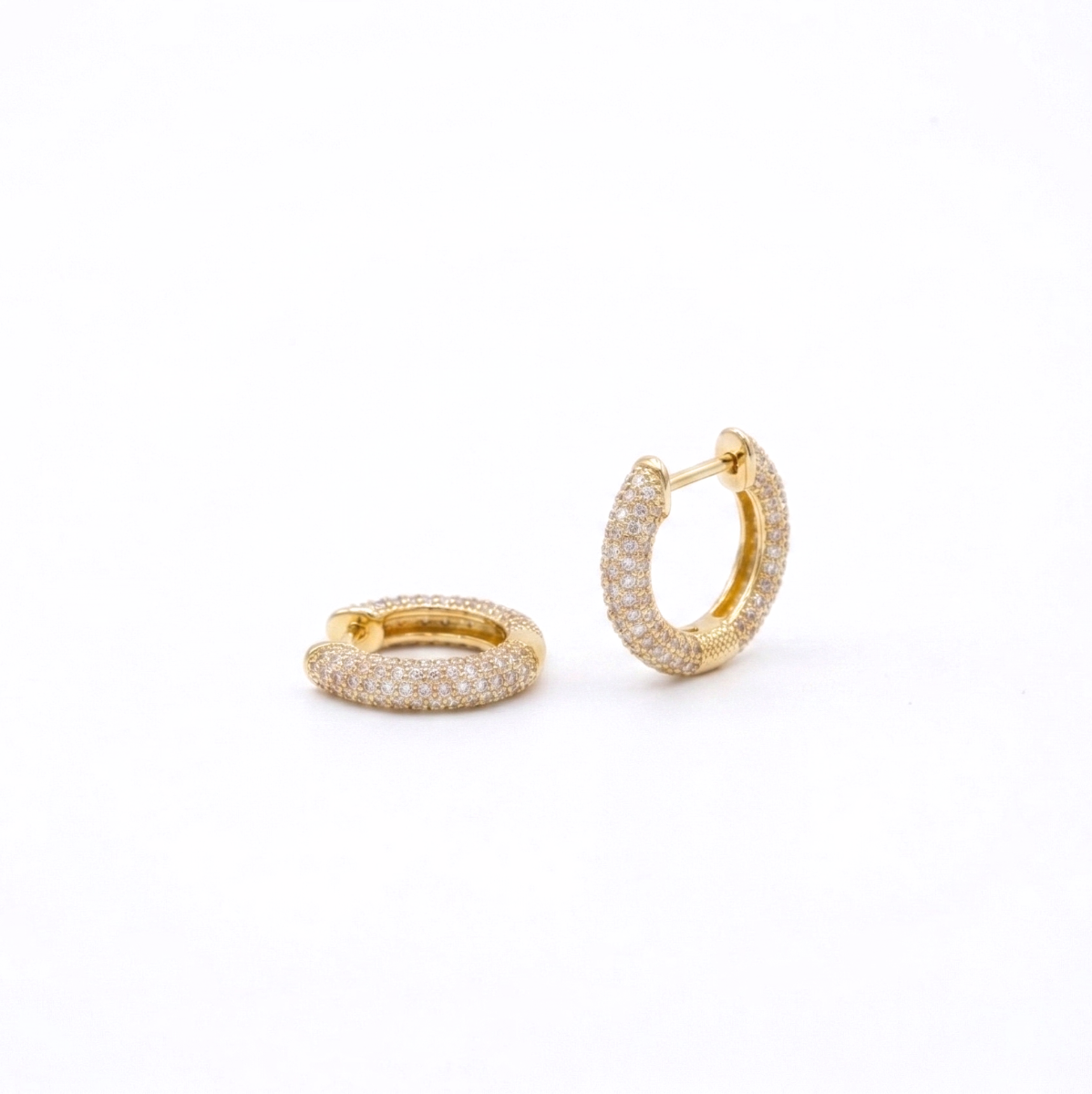 Pavé Halo Hoop Earrings [Gold Plated]