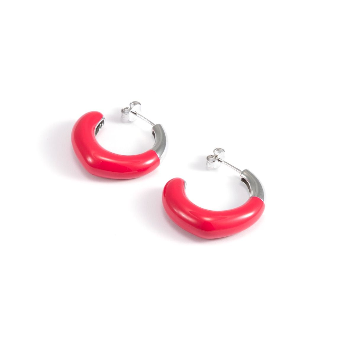 Coral Hoop Earrings [Sterling Silver]