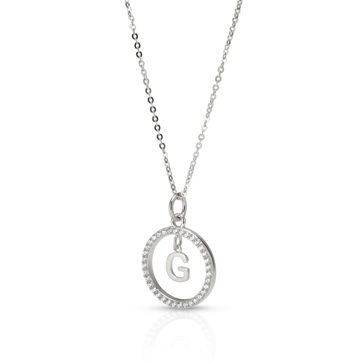 Eklipse Initiale Kristall-Halskette [Sterlingsilber]