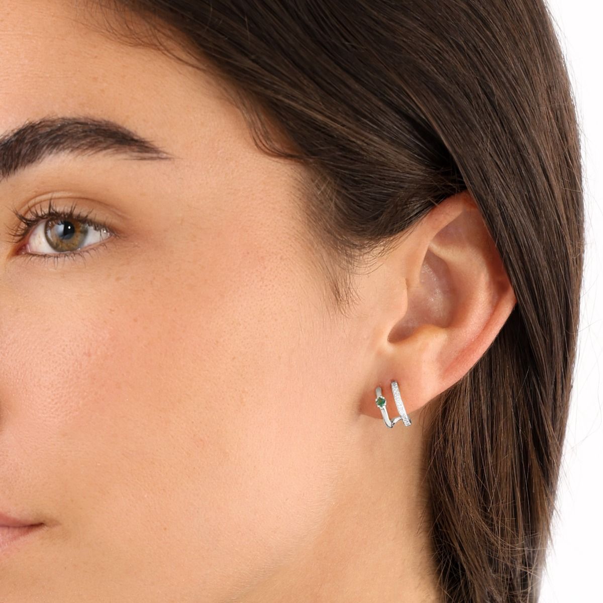 Emerald Allure Pavé Earrings [Sterling Silver]