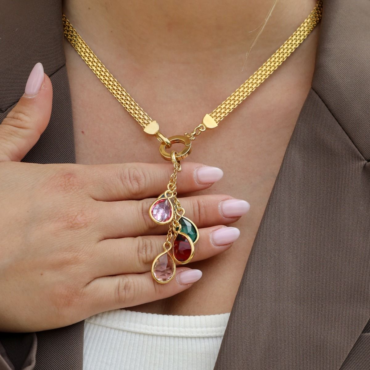 Betoverde Regen Geboortesteen Bedels [18K Goud Verguld]