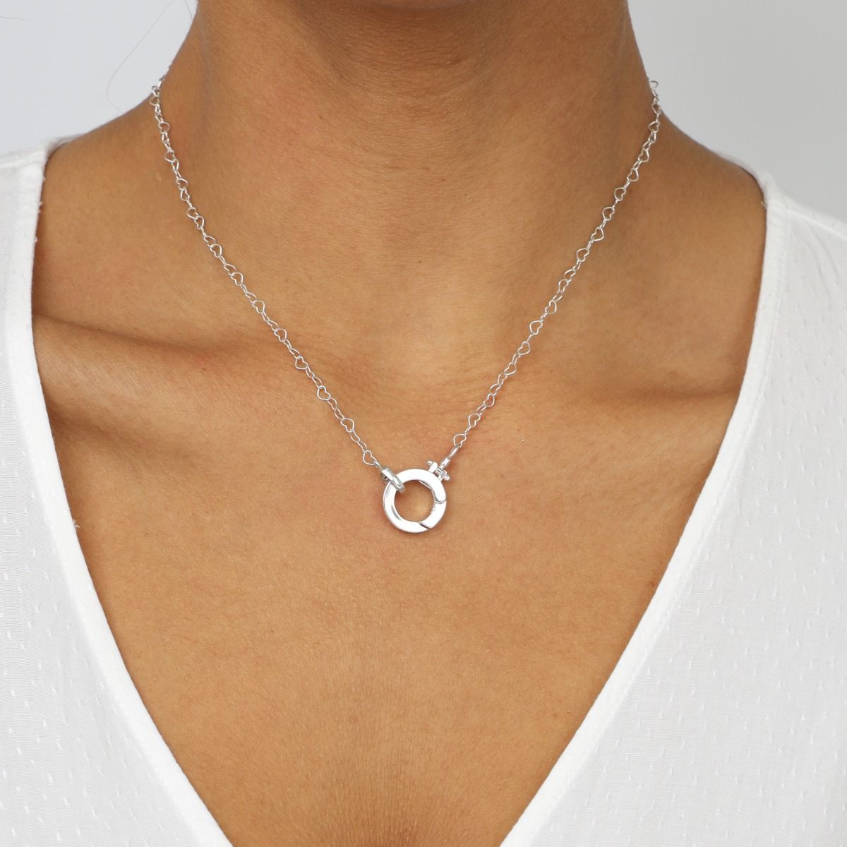 Collier Cercle Emma de Chaîne Cœur [Argent 925] - avec Charms Noms