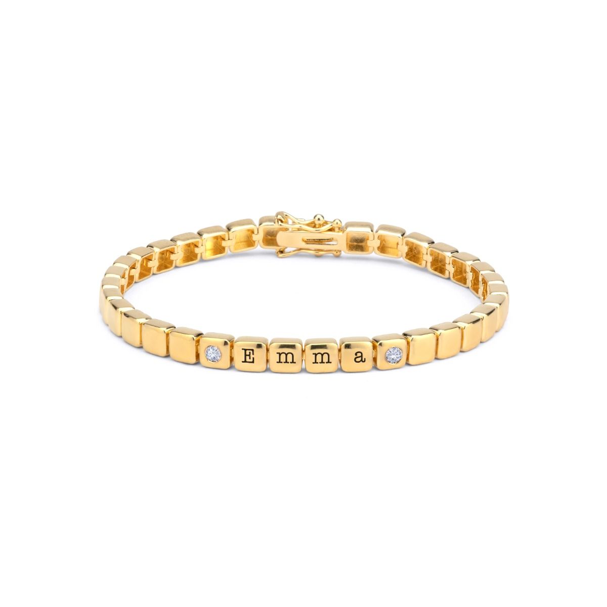 Mia Tennis Cube Initials Bracelet with Diamonds [18K Gold Vermeil]