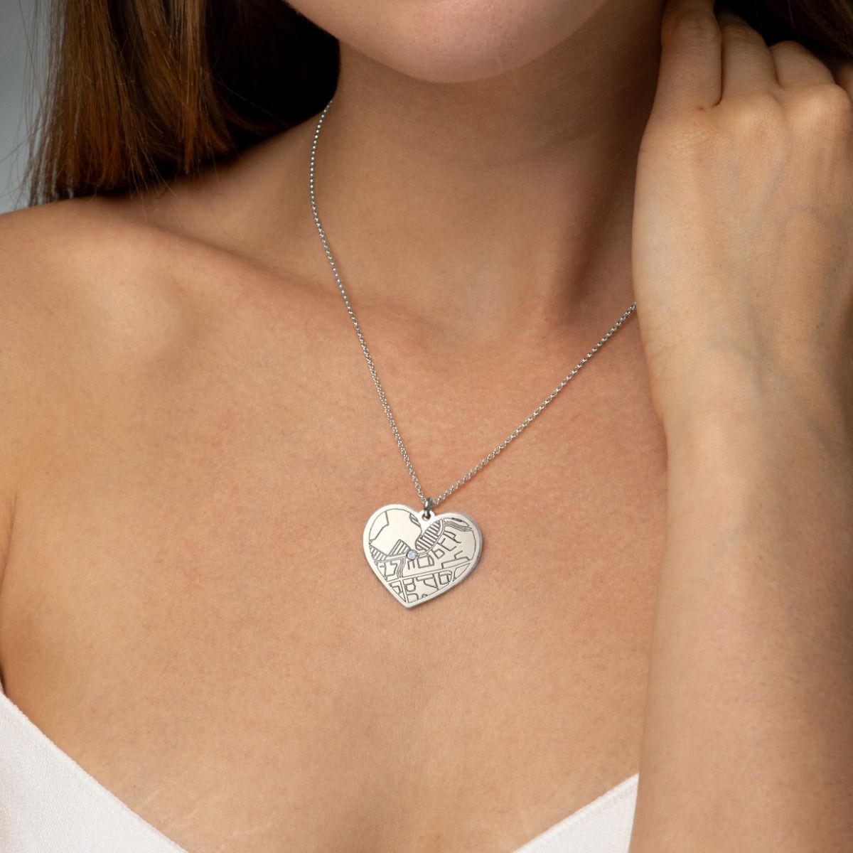 Ties of Heart Engraved Map Necklace - Custom Street Jewelry by Talisa