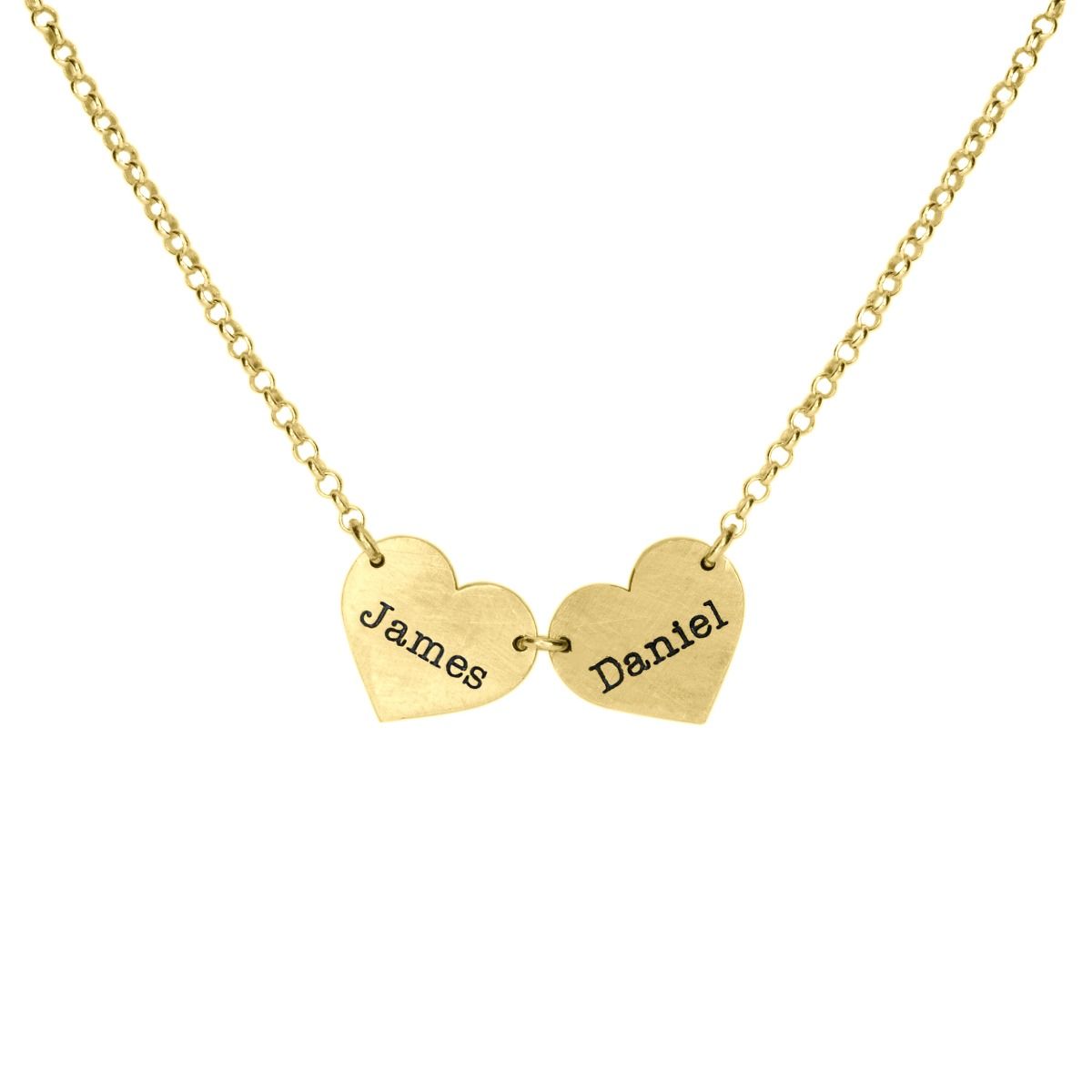 Family Hearts Name Necklace [18K Gold Plated]