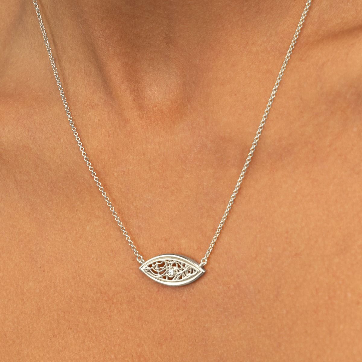 Evil Eye Map Necklace [Sterling Silver]