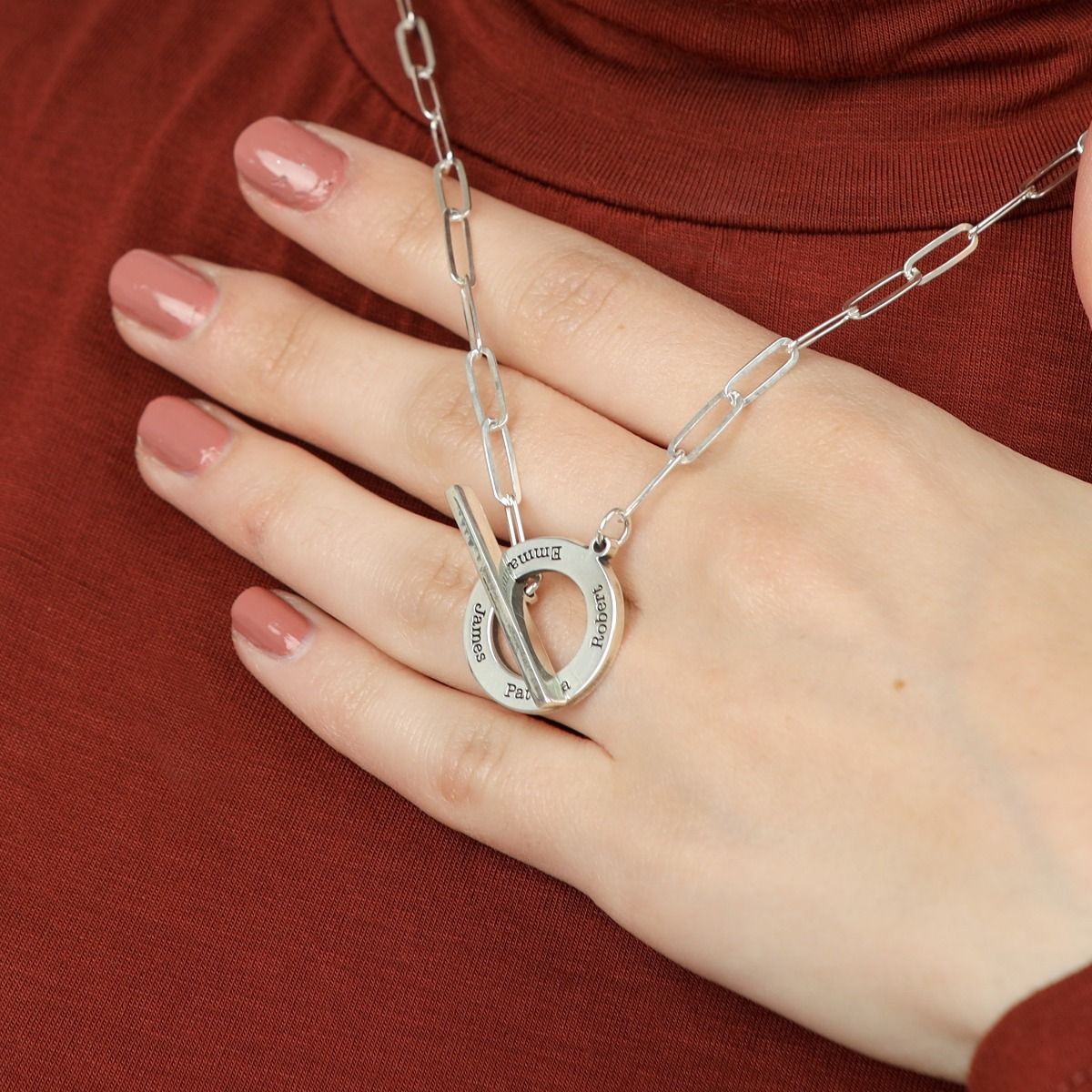 Family Anchor Link Chain Name Necklace [Sterling Silver]