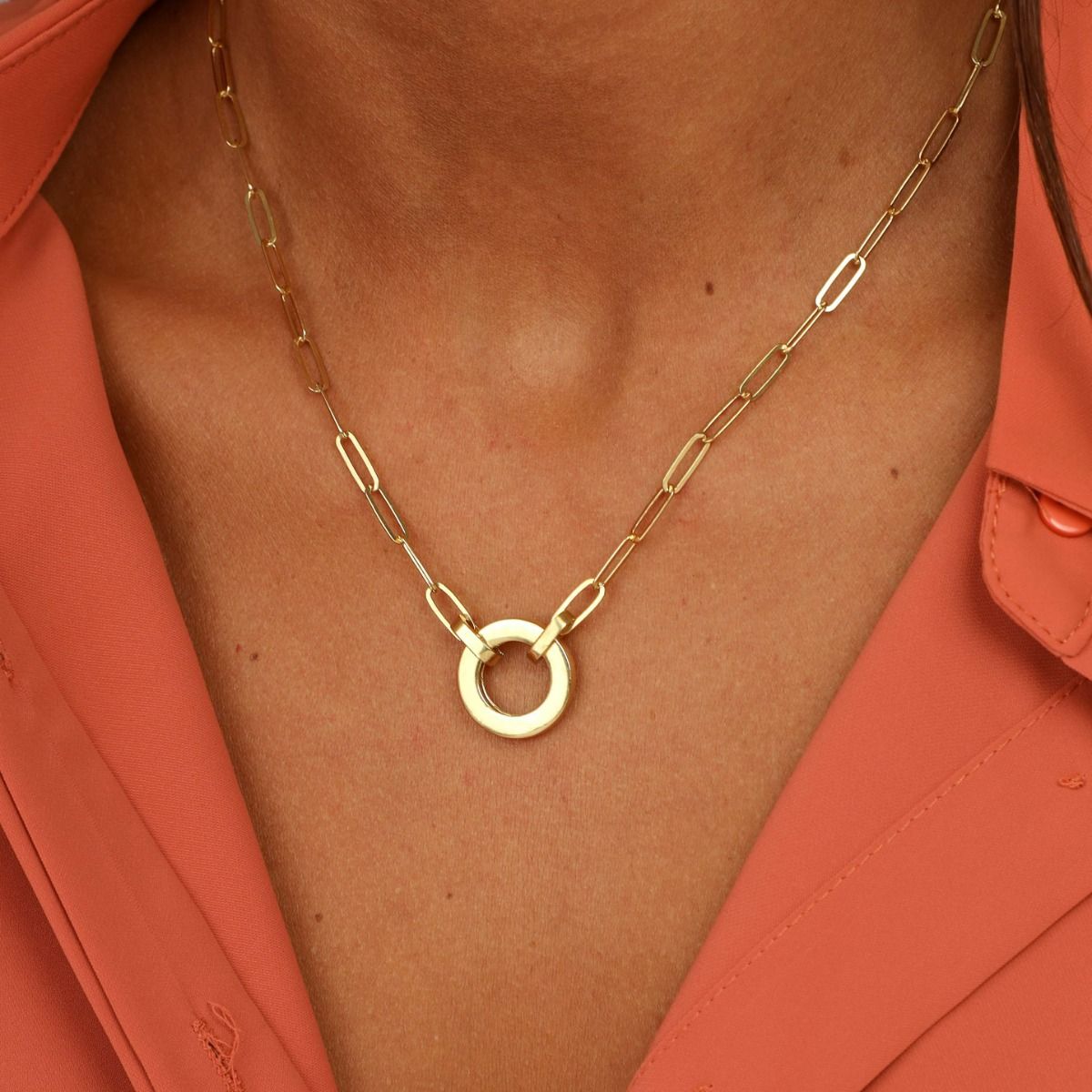 Arya Circle Link Chain Necklace [18K Gold Plated]
