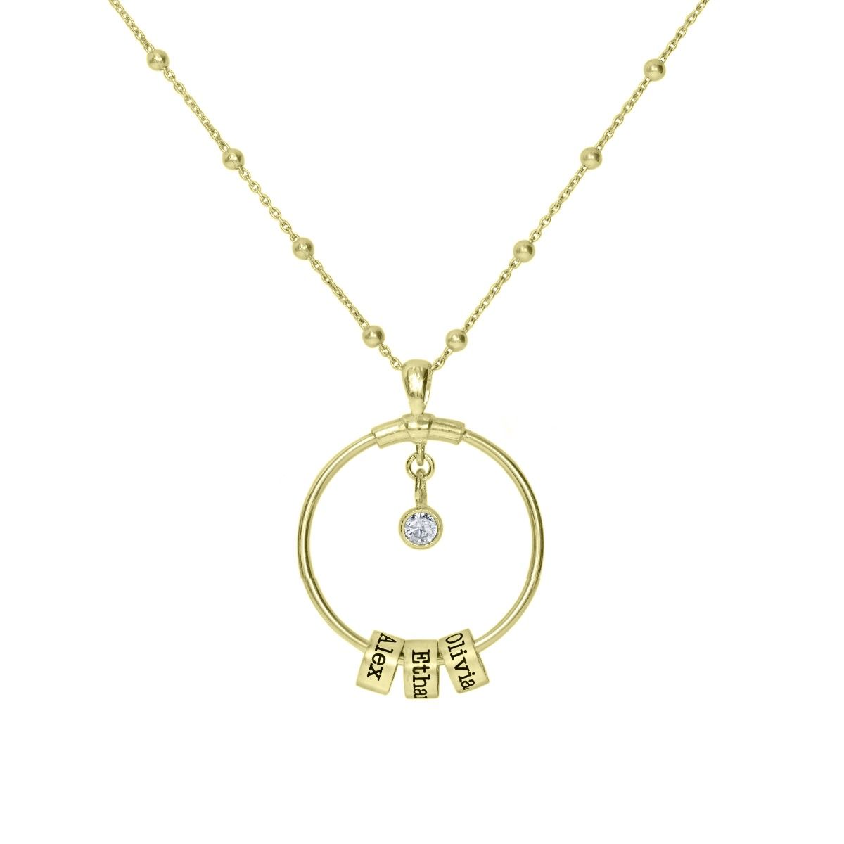 Family Circle Name Necklace with a Diamond [18K Gold Plated]