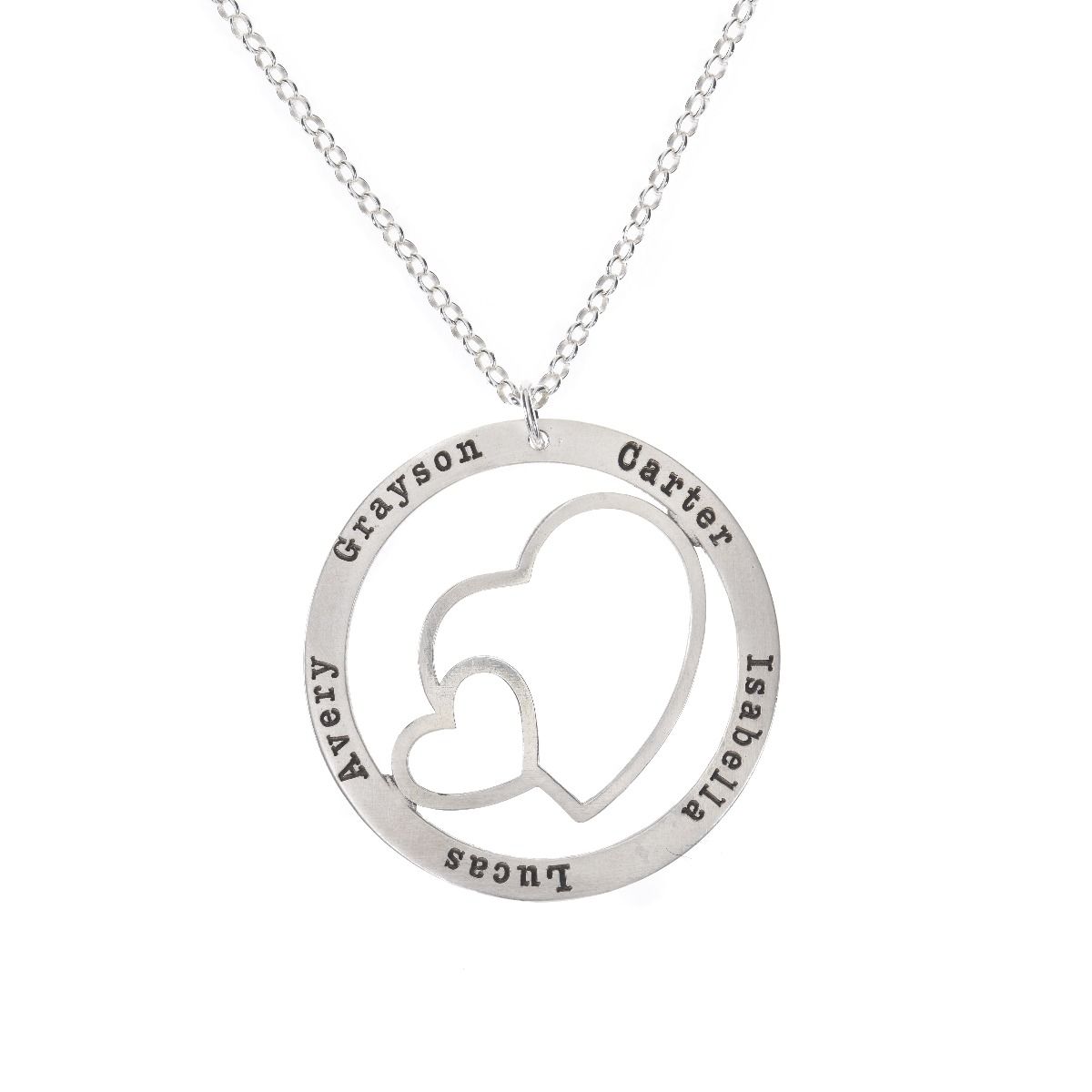 Name Necklace with Hearts [Sterling Silver]