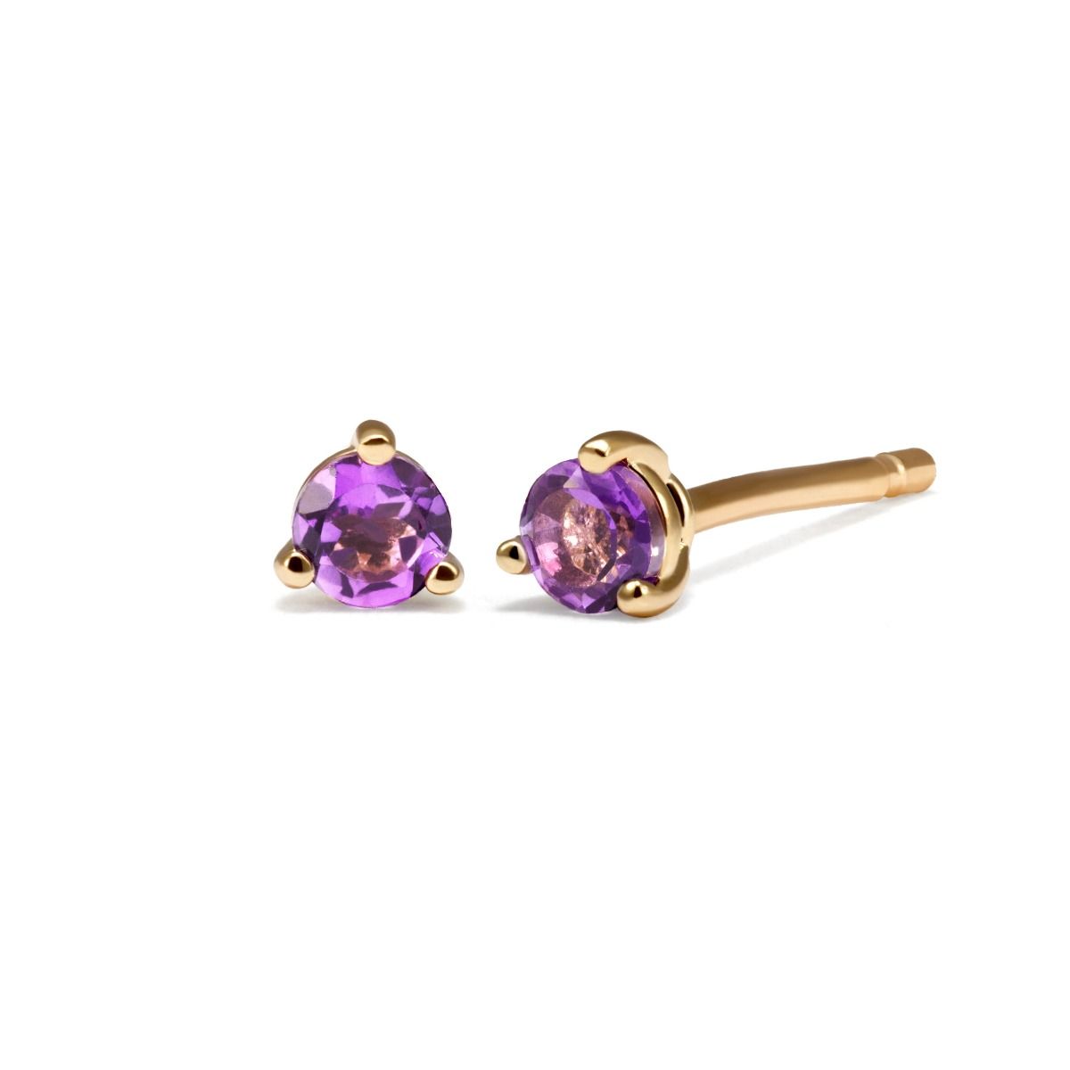 February Amethyst Birthstone Earrings [14 Karat Gold]
