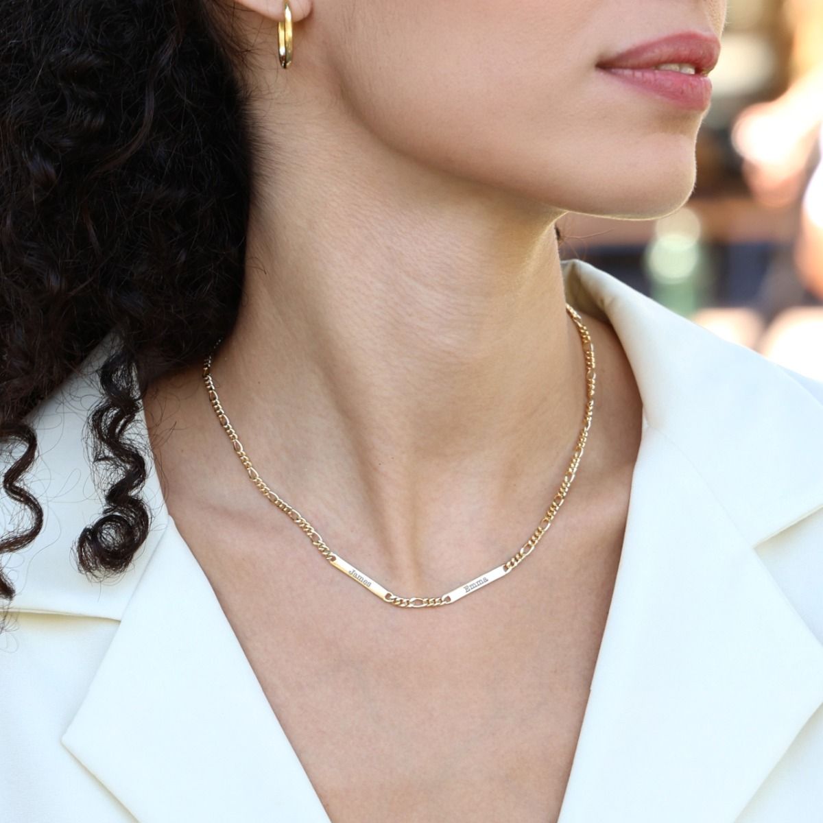 Figaro Chain Name Necklace [18K Gold Plated]