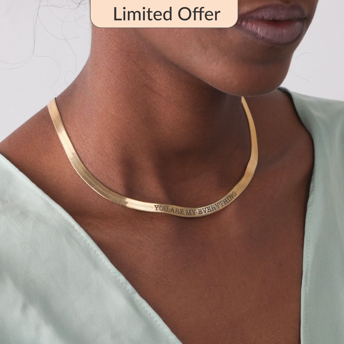 Talisa Herringbone Name Necklace [18K Gold Plated] - Wide Chain