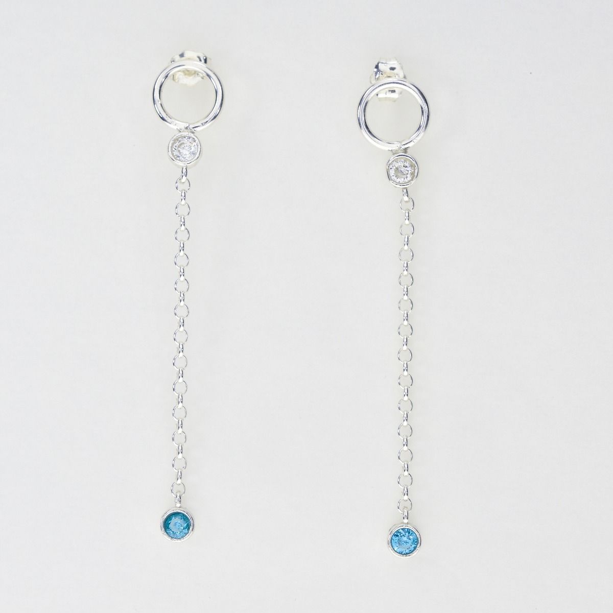 Personal Gem Earrings - with Aquamarine Stone [Sterling Silver]