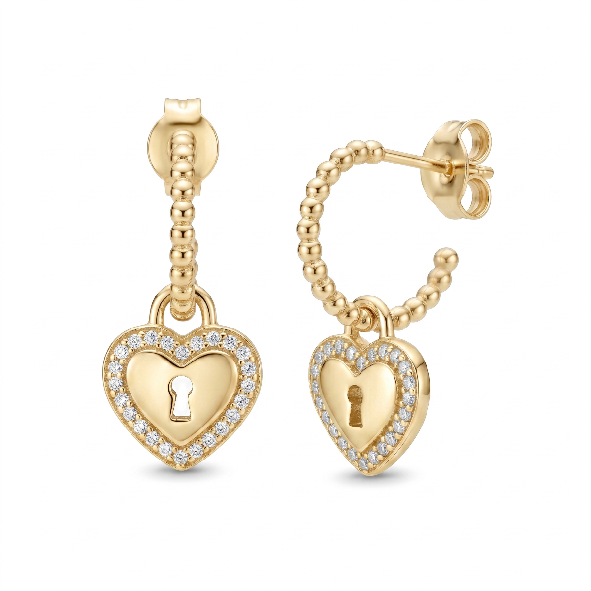 Heart Lock Earrings [Gold Plated]