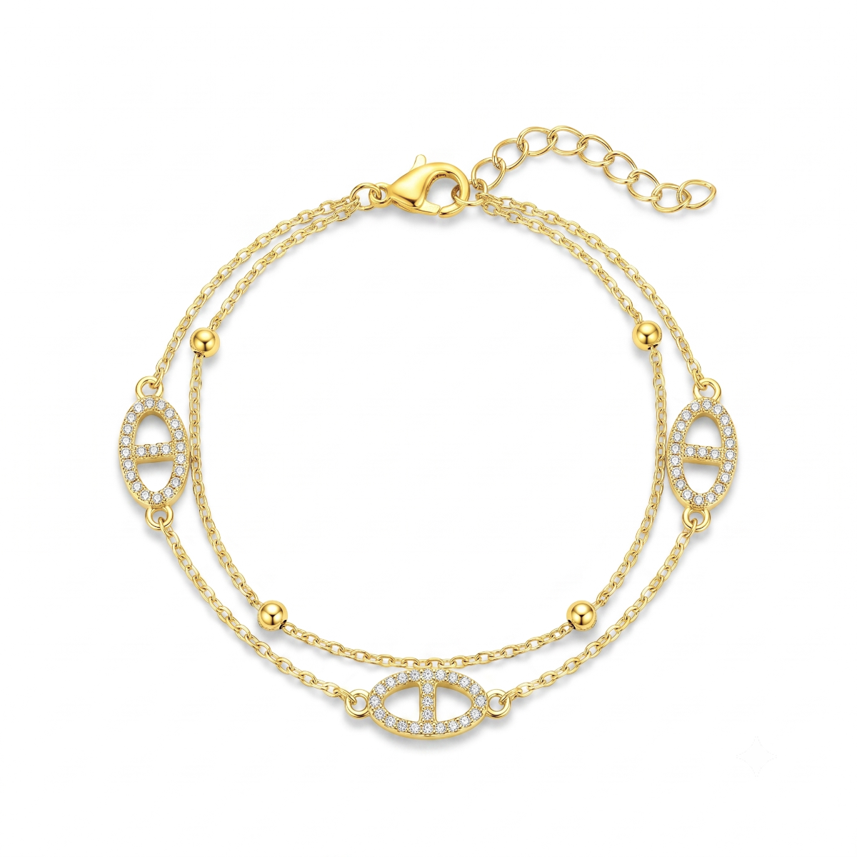 Mariner Pavé Layered Bracelet [Gold Plated]
