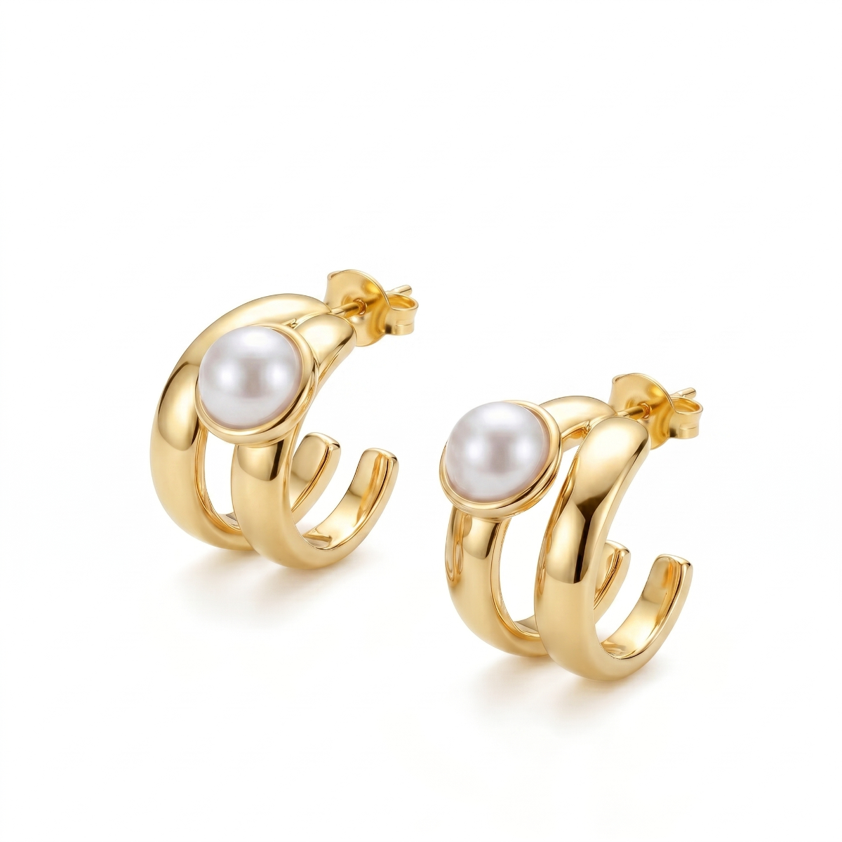 Split Hoop Stud Earrings [Gold Plated]