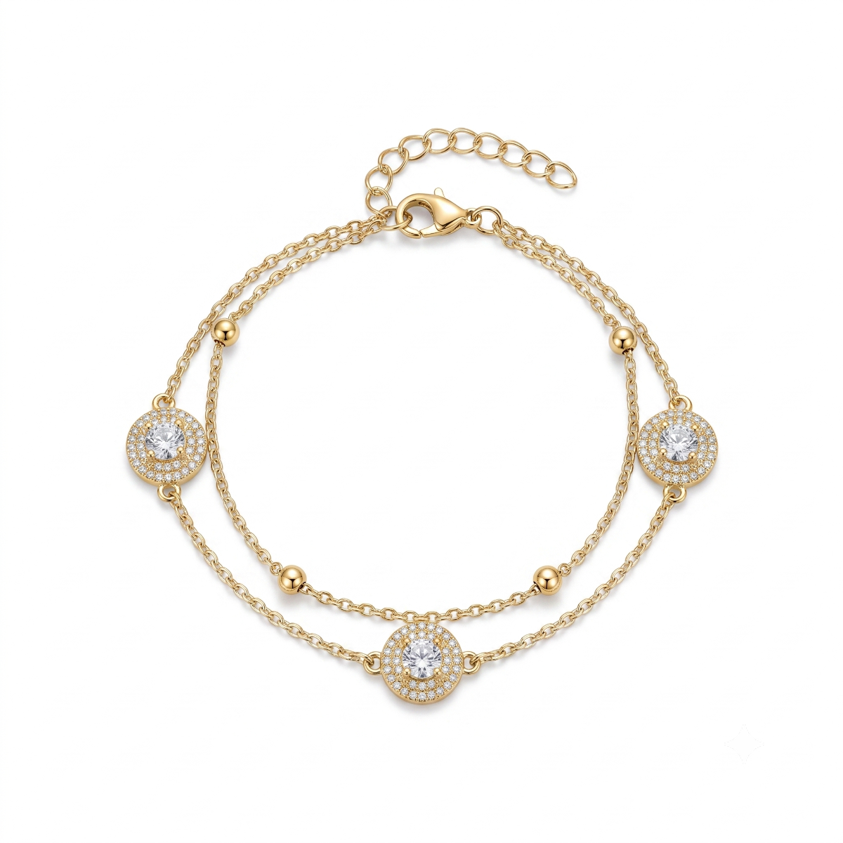 Halo Double Strand Bracelet [Gold Plated]
