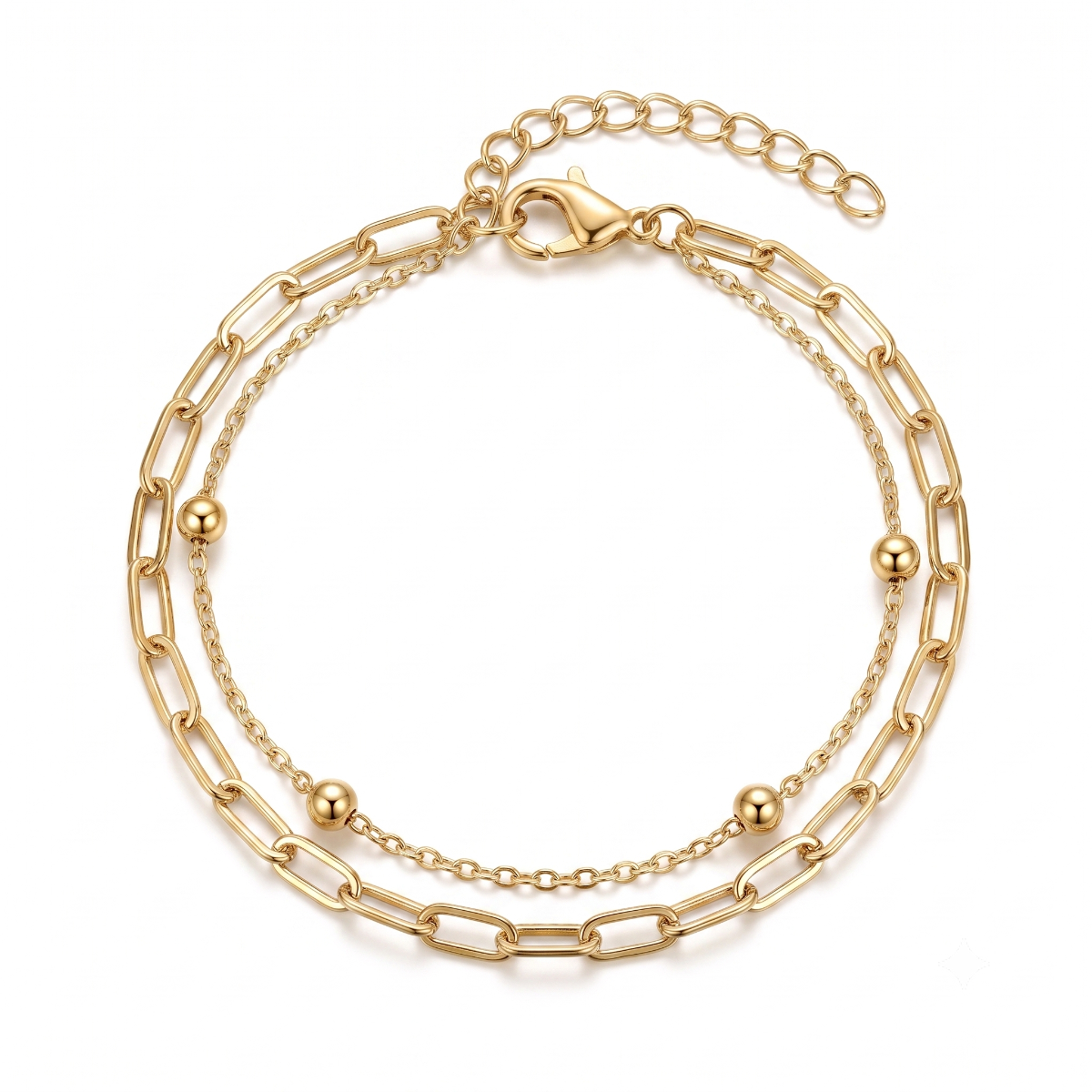 Paperclip Link Layered Bracelet [Gold Plated]