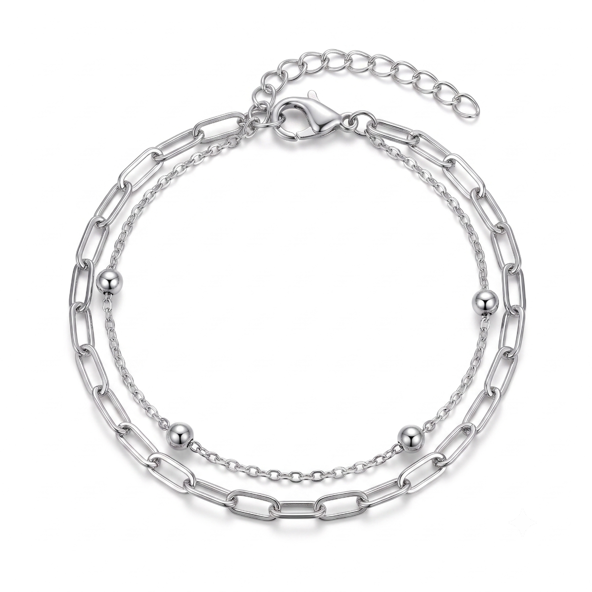 Paperclip Link Layered Bracelet