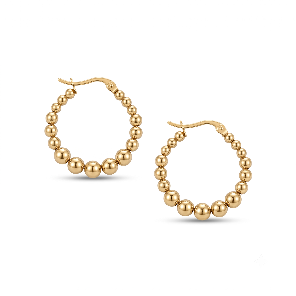 Graduated Beaded Hoop Earrings [Gold Plated]