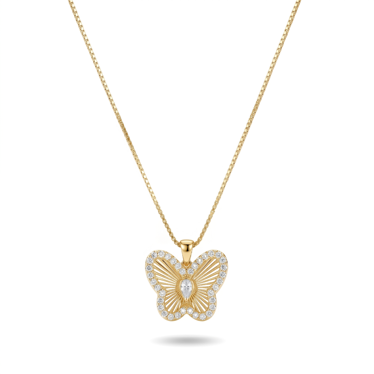 Crystal Wing Necklace [Gold Plated]